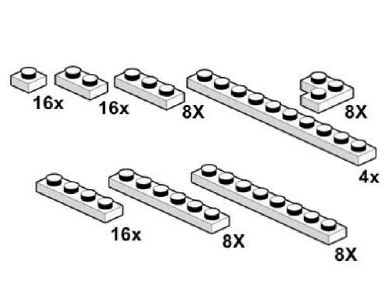 Lego White Plates 1 x n